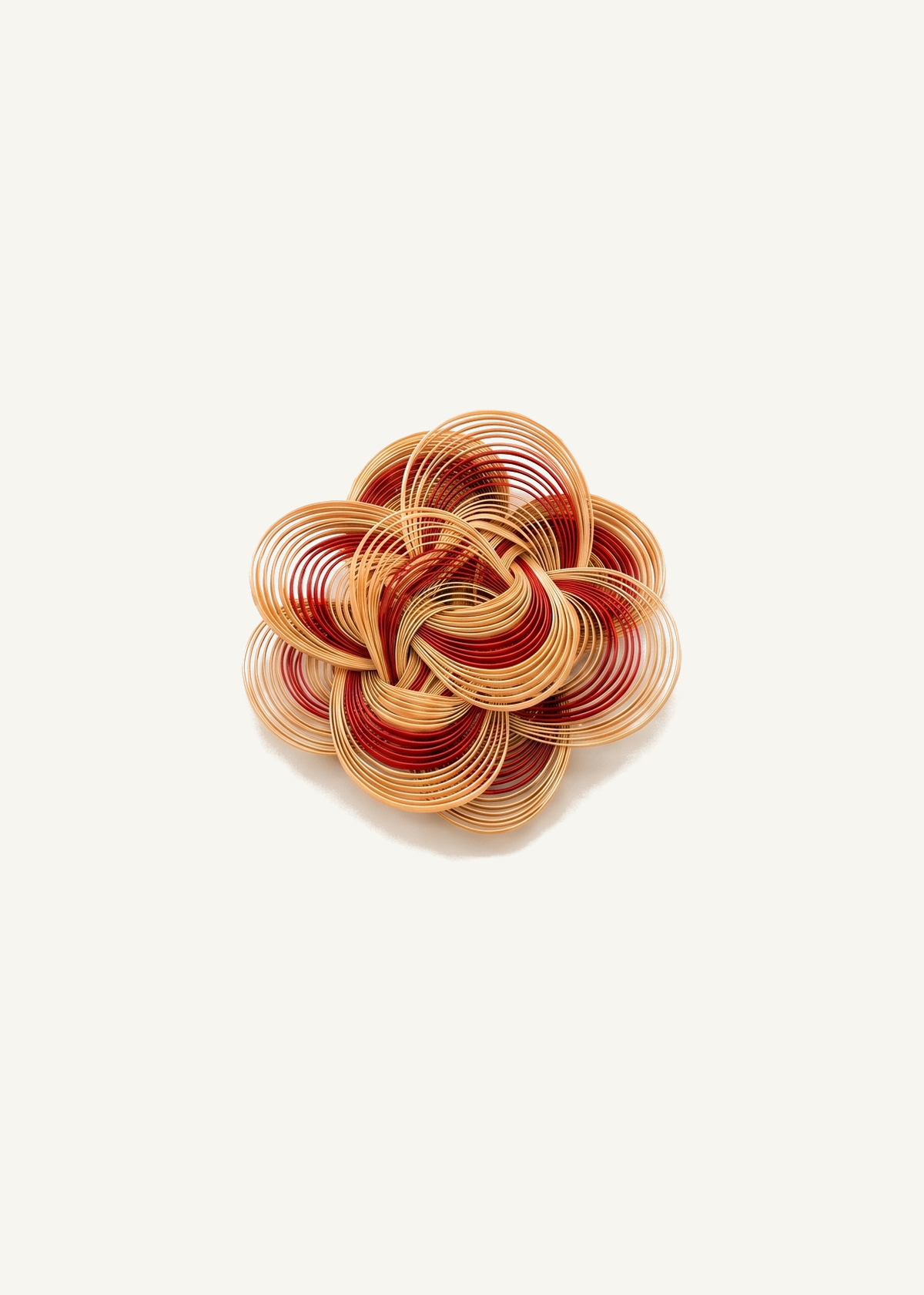 Bamboo Woven Flower Brooch — off-white background hero