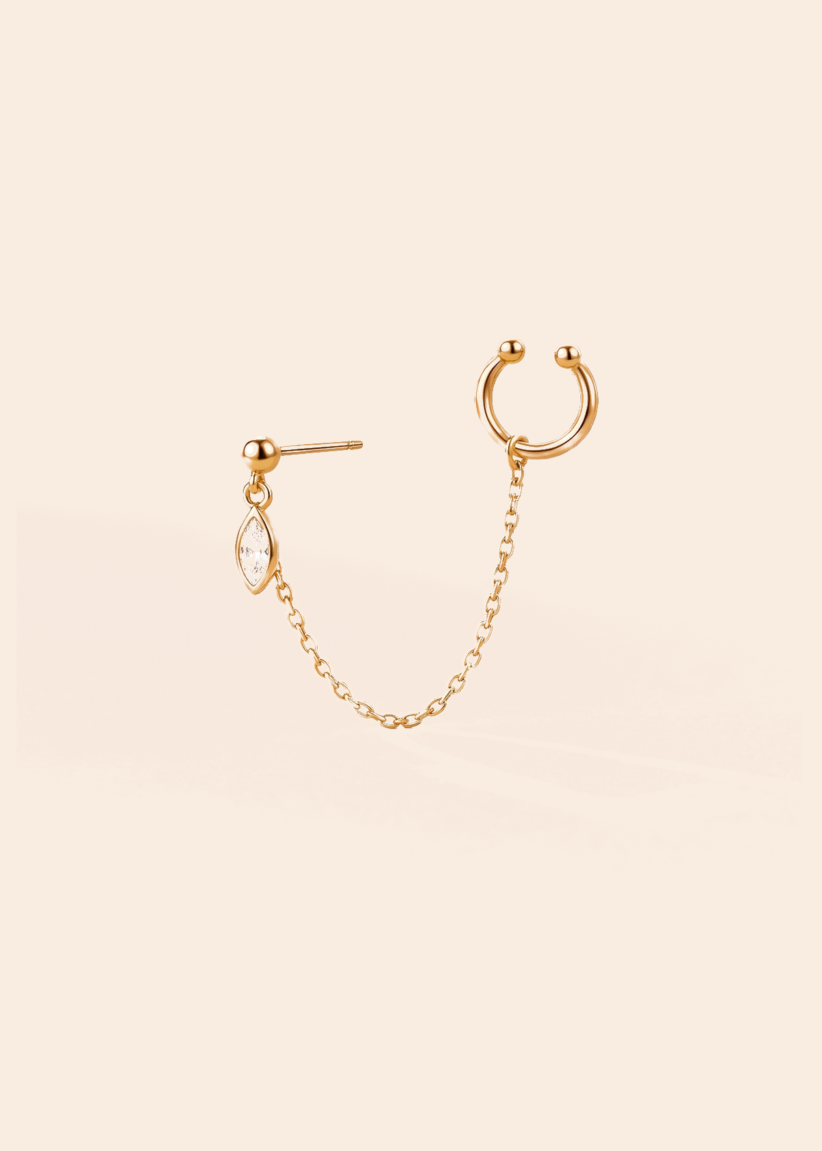 Gold-Plated Sterling Silver Cuff Chain Earring — off-white background hero