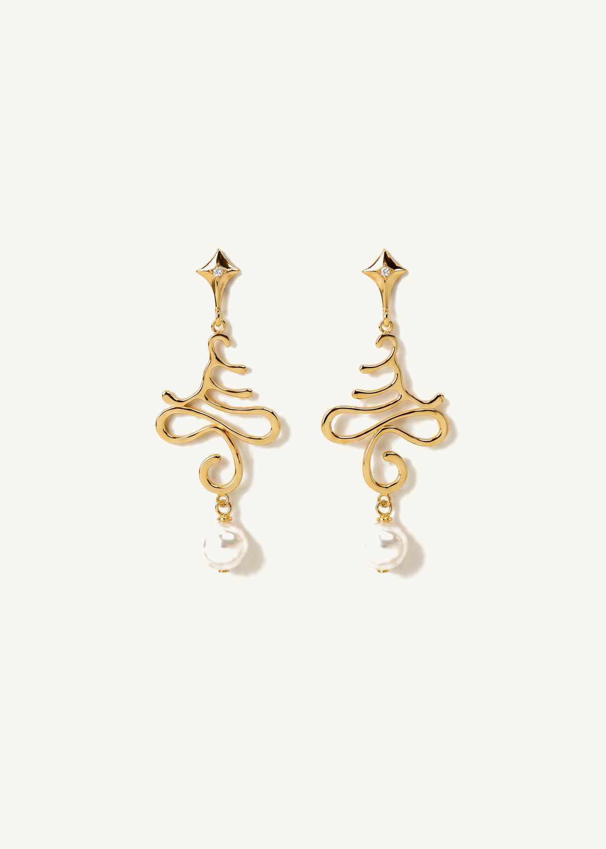 OM Tree Earrings — off-white background hero