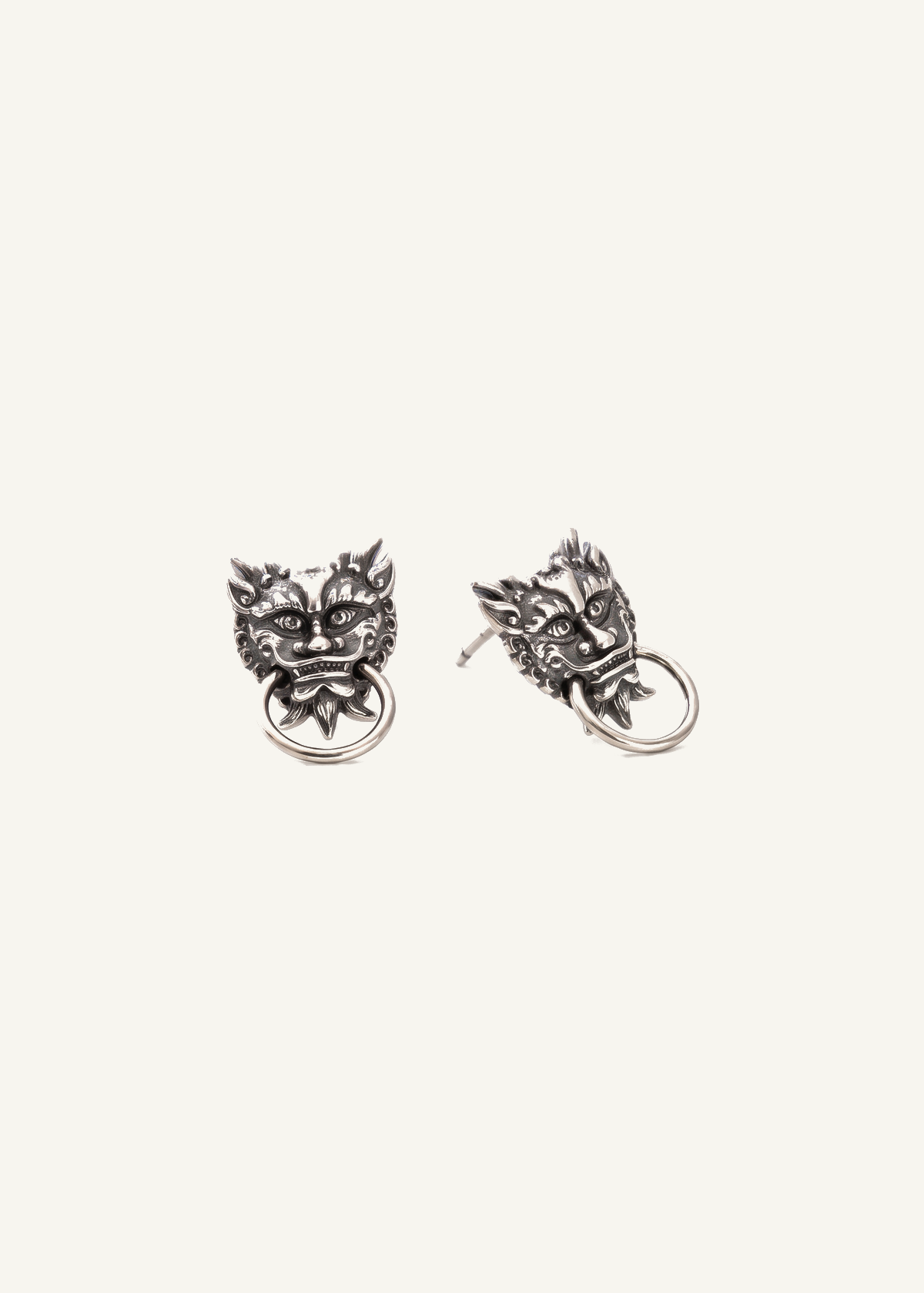 Chinese Dragon Ear Studs — off-white background hero