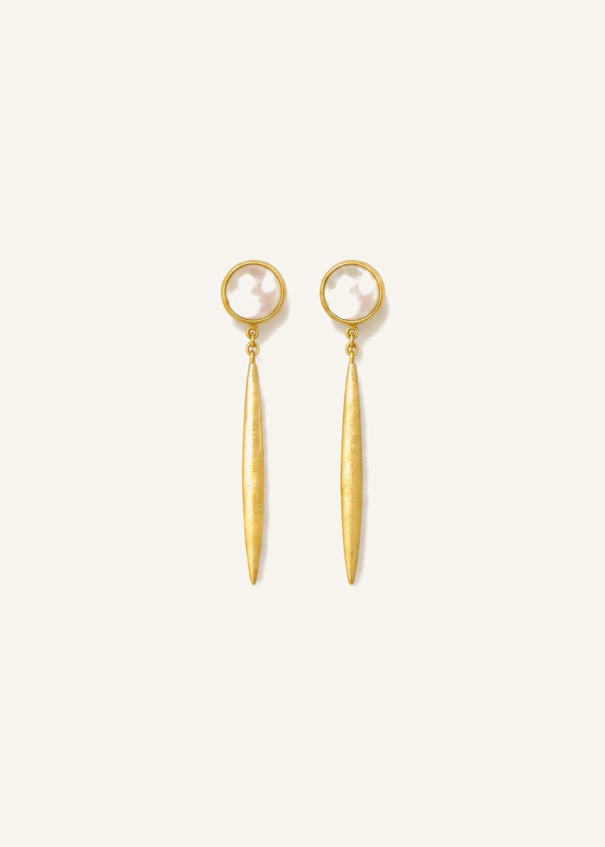 Bar Dangle Earrings with Moonstone — off-white background hero