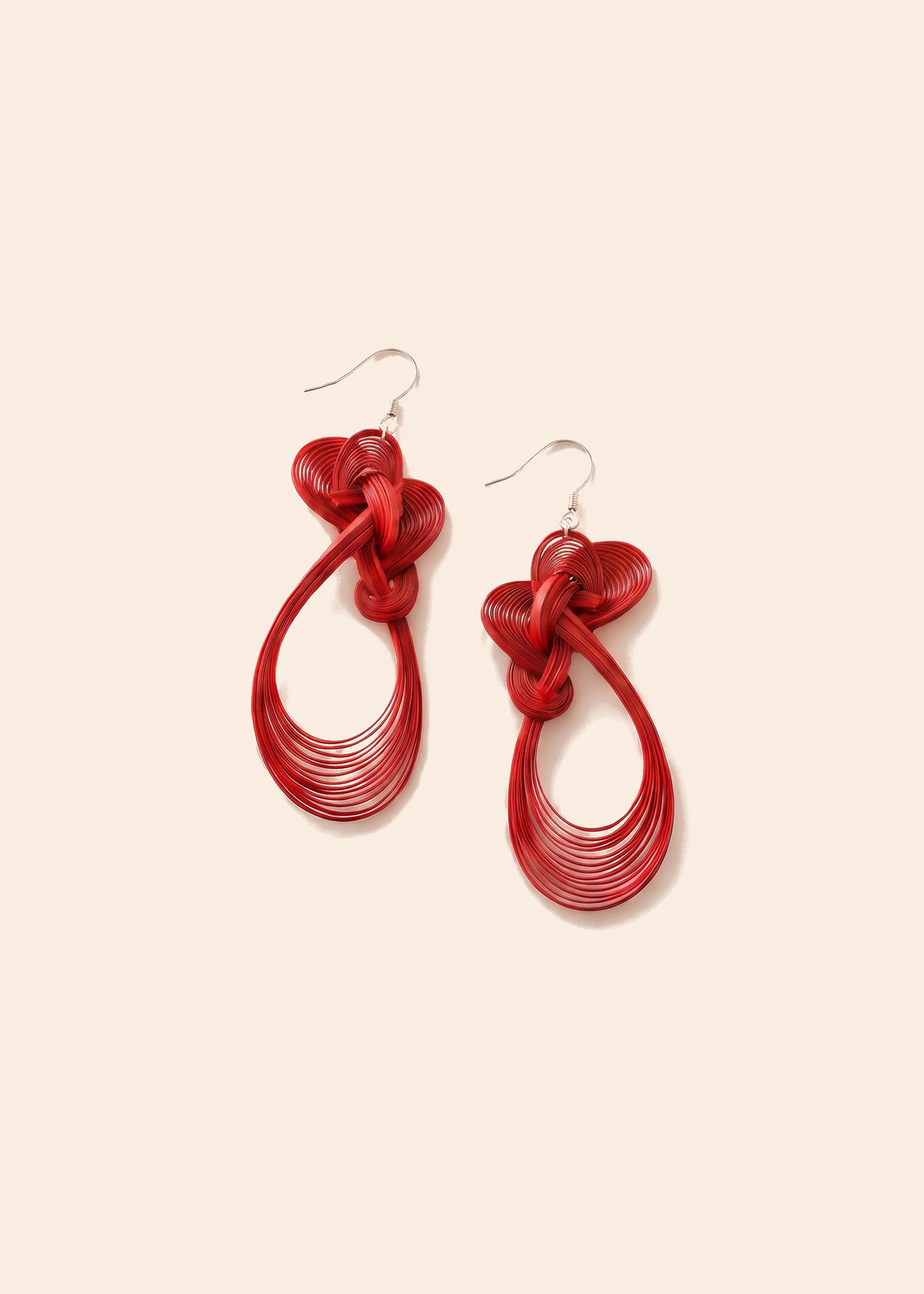 Bamboo Woven Earrings — off-white background hero