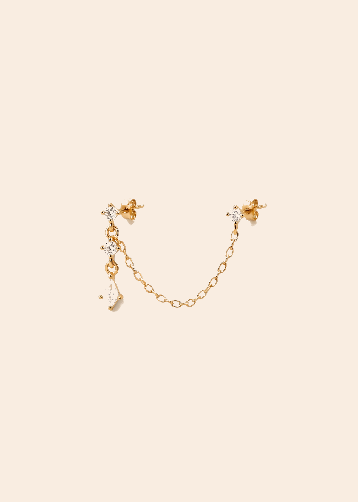 Double Piercing Chain Earring — off-white background hero