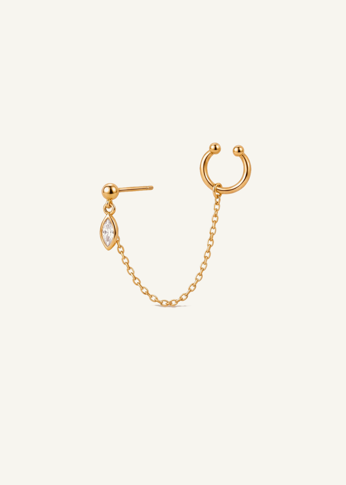 Gold-Plated Sterling Silver Cuff Chain Earring — off-white background hero
