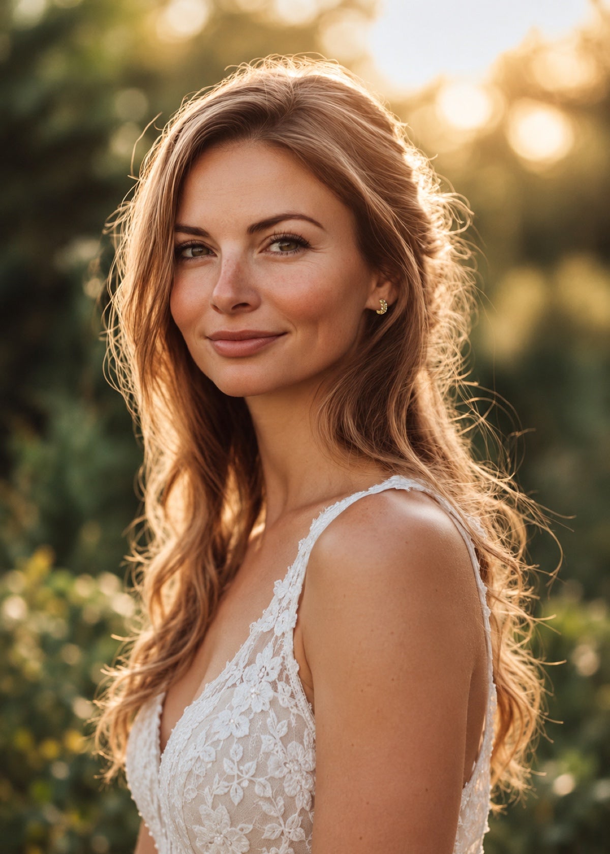 Olive Leaf huggies worn outdoors with long hair