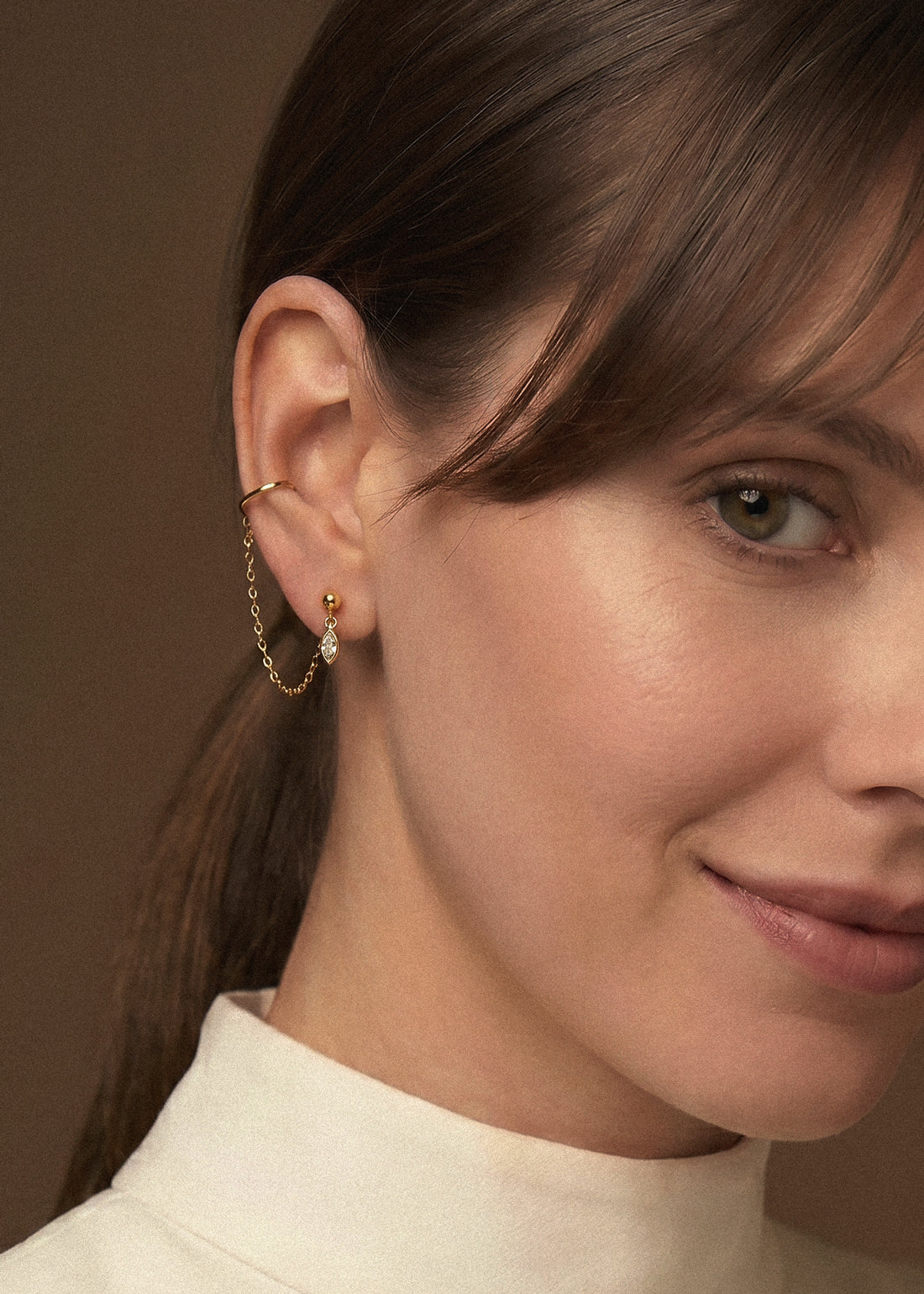 Sterling silver Cuff Chain Earring