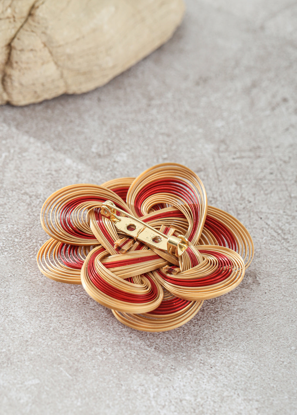 Bamboo woven flower brooch