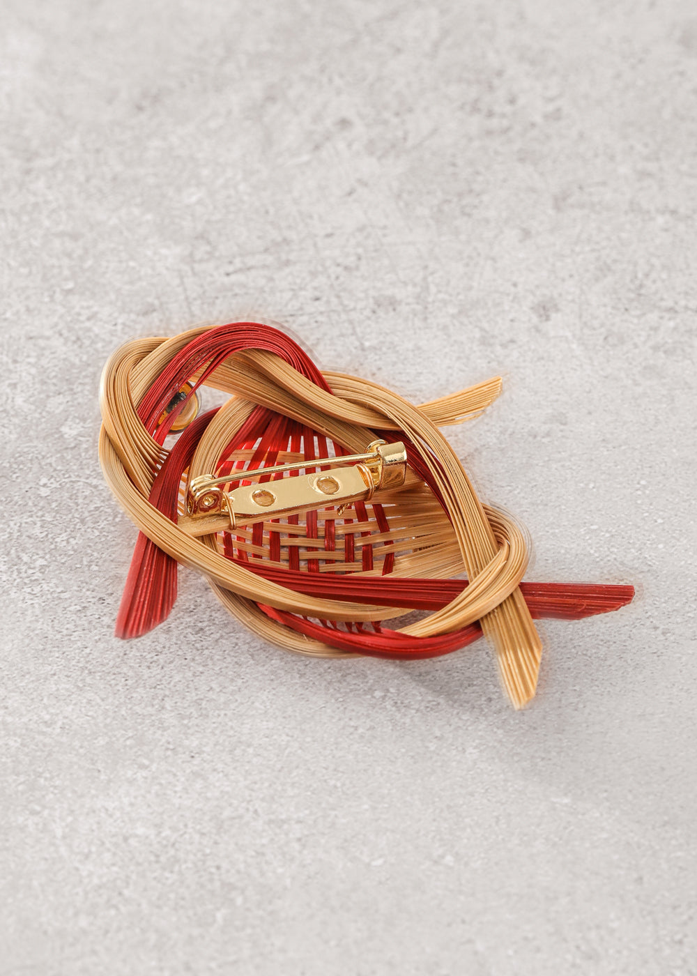 Bamboo woven fish brooch