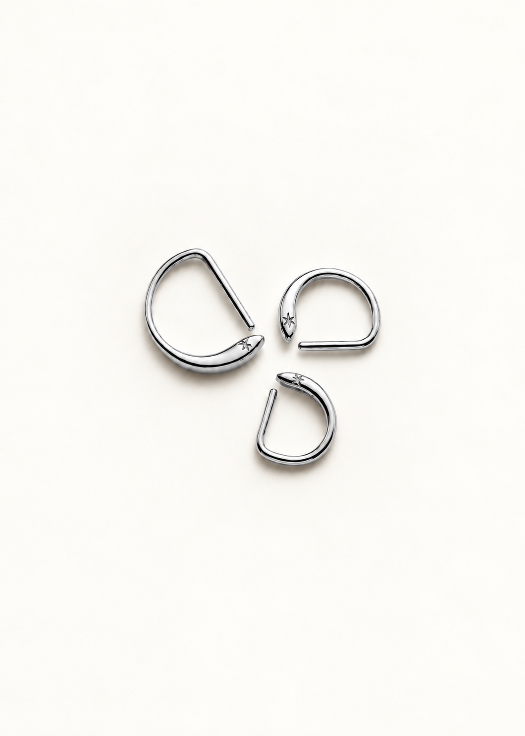 D Shape Sleeper Earrings — silver finish hero
