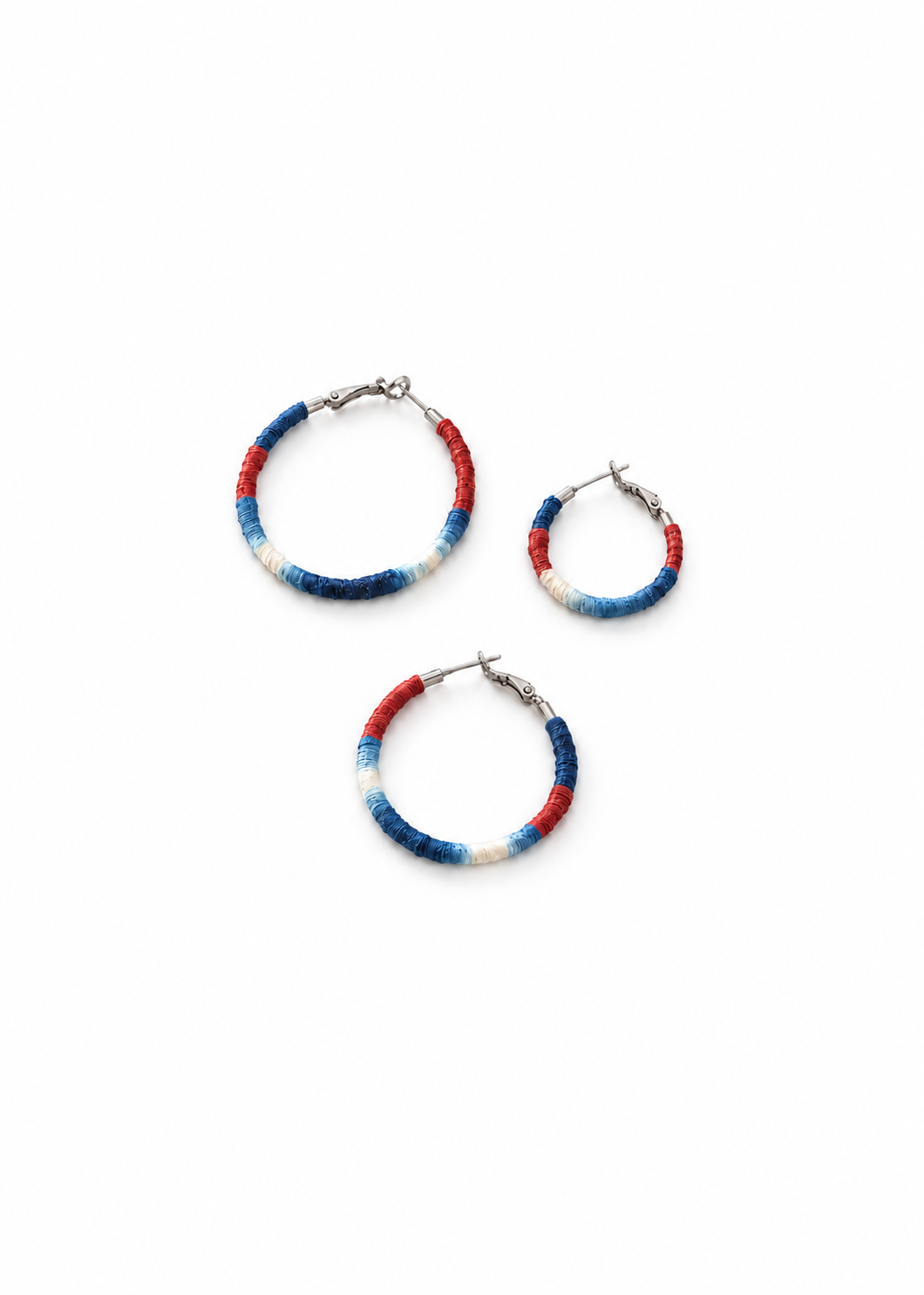 Shibori Textile Hoop Earrings — white background hero