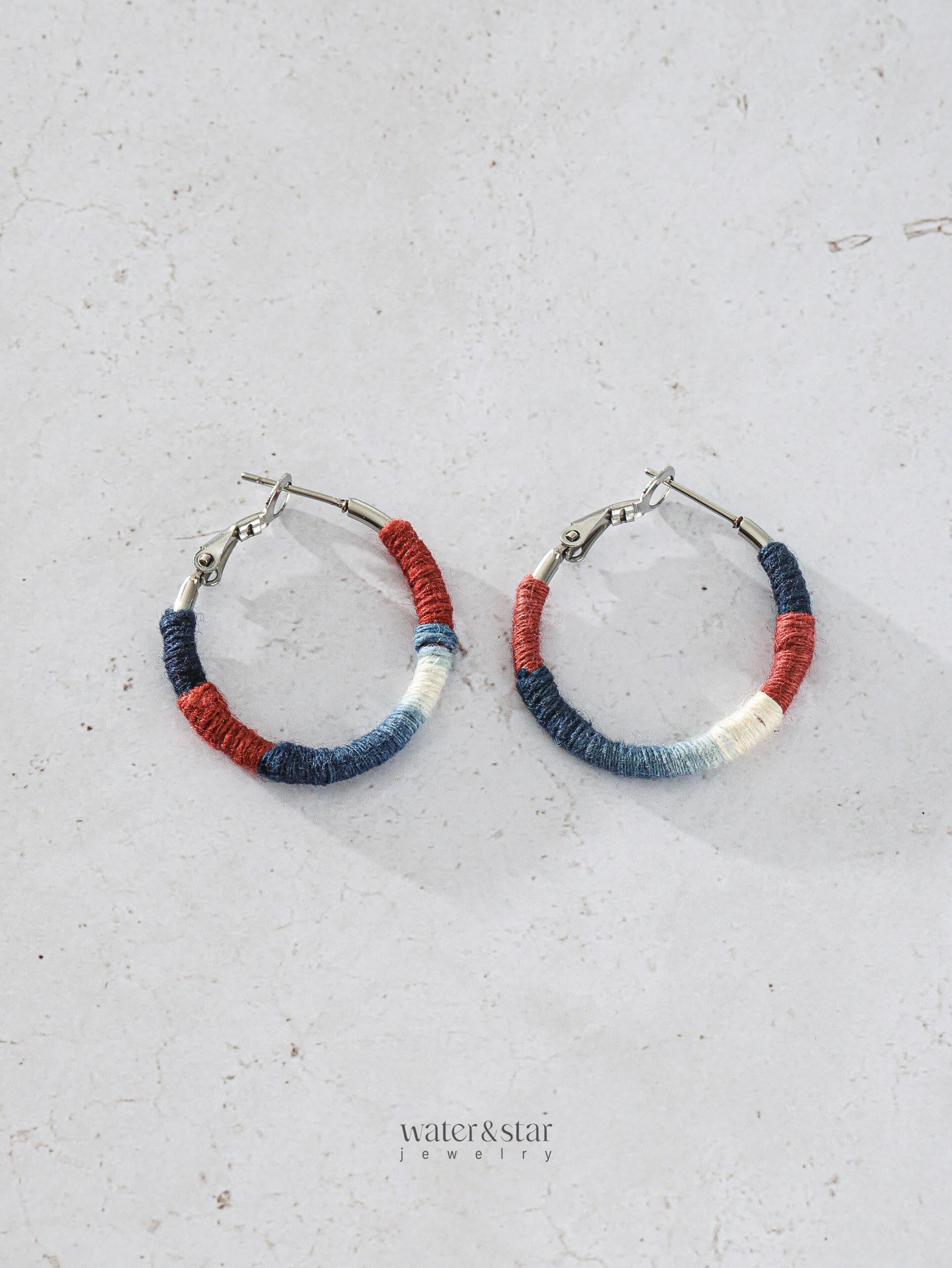 Shibori Textile Hoop Earrings