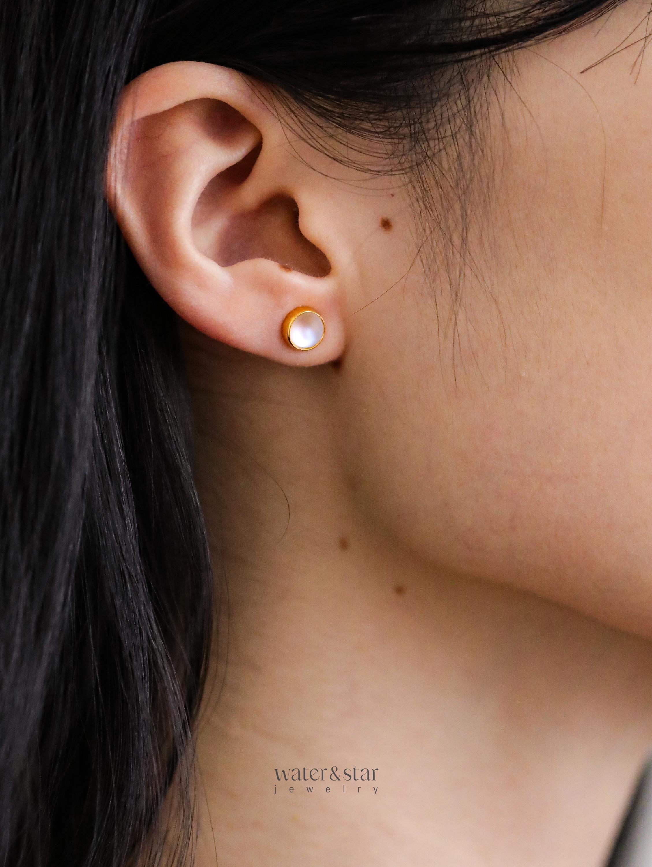 Bar Dangle Earrings with moon stone