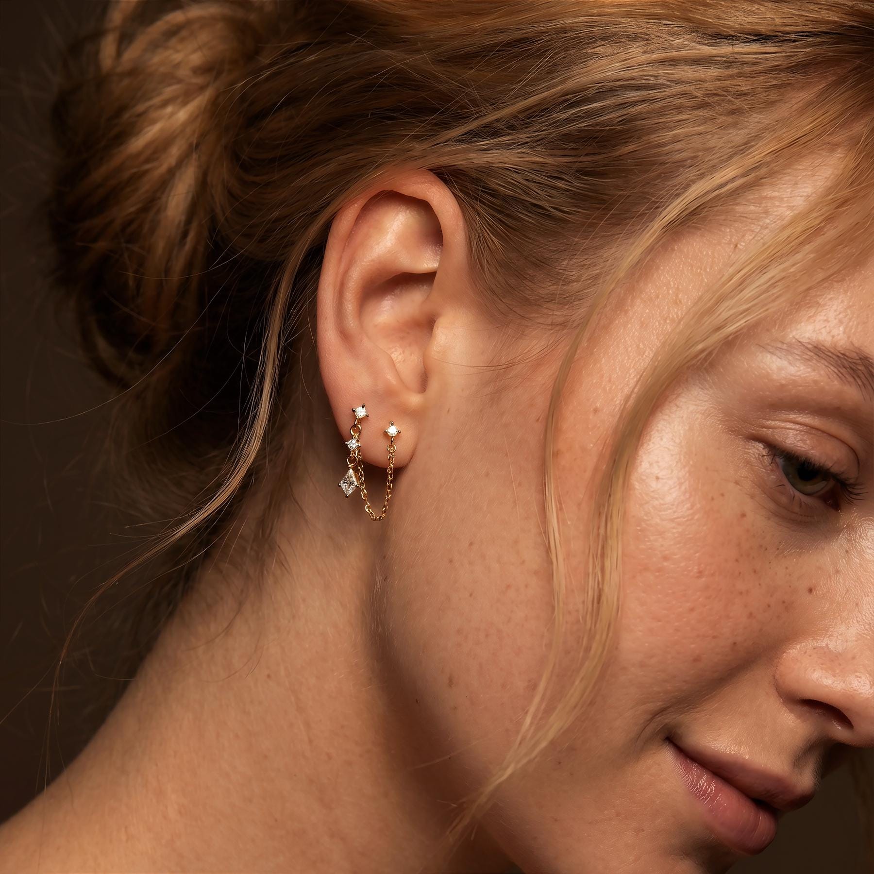 Double Piercing Chain Earring