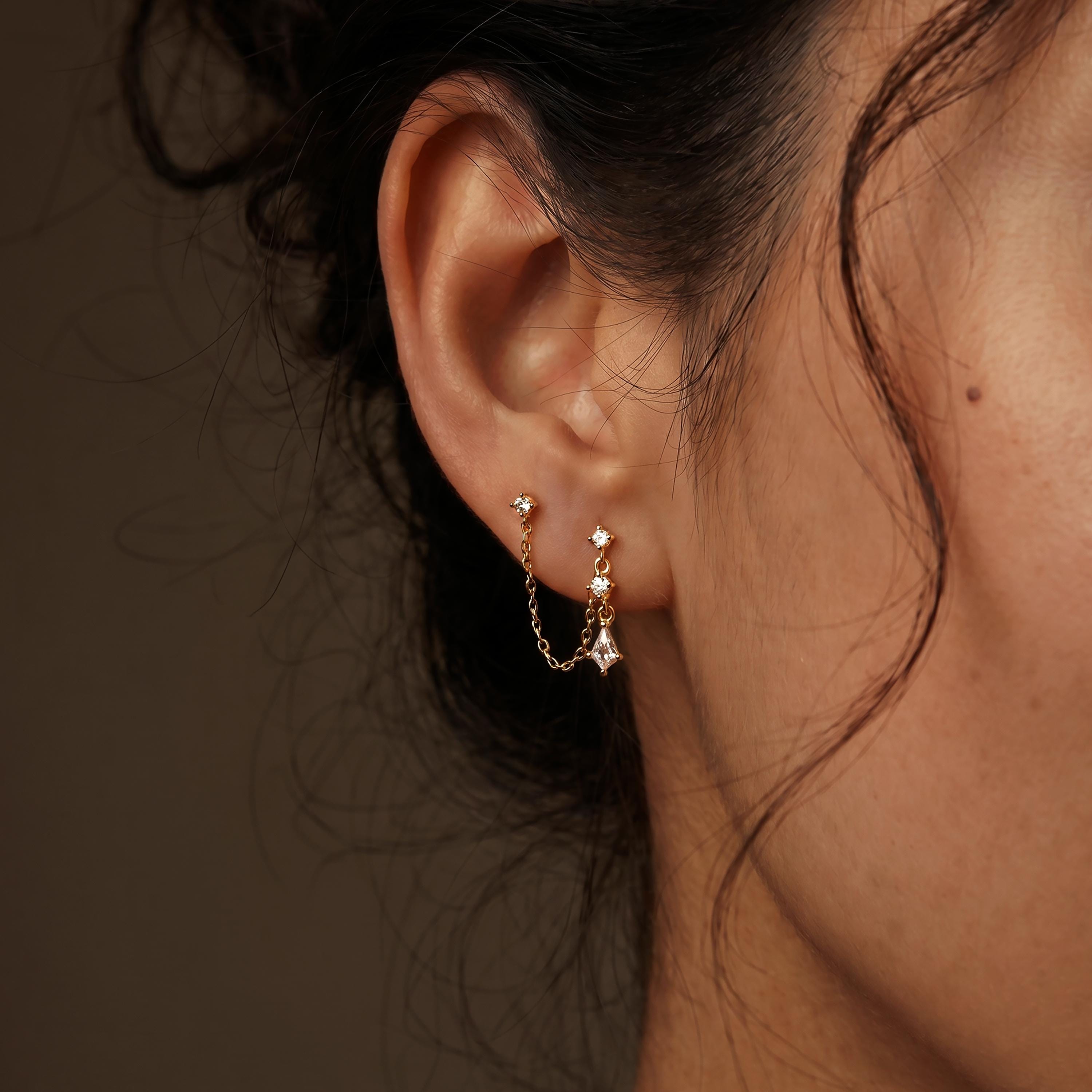 Double Piercing Chain Earring