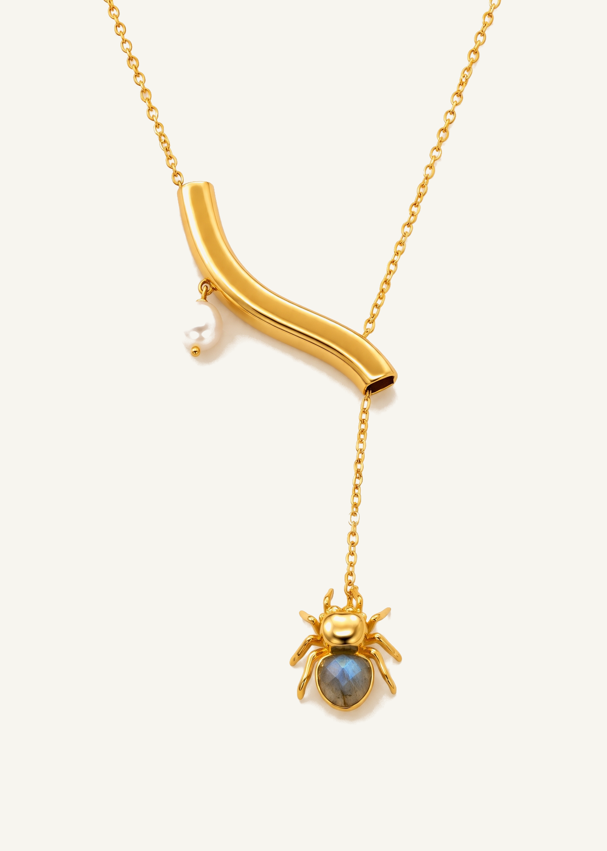 Tiny Spider Necklace — off-white background hero