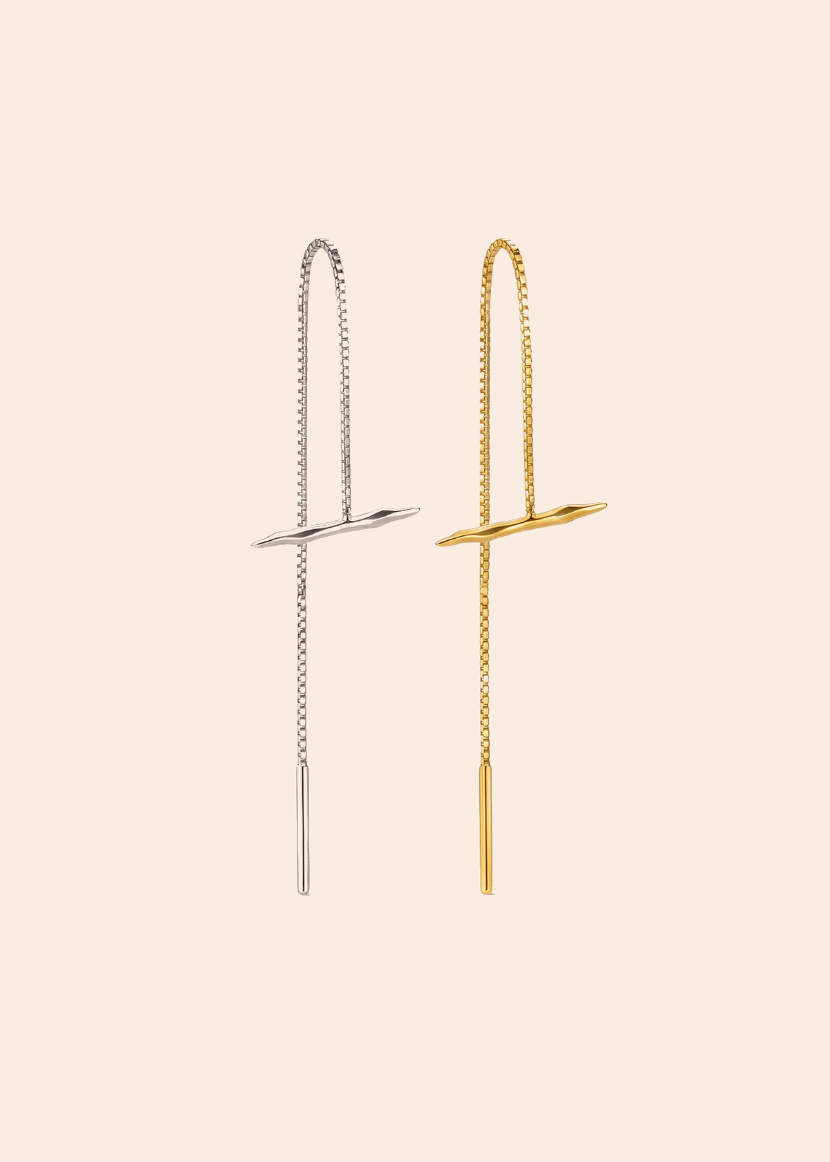 Tide Bone Ear Threader — off-white background hero