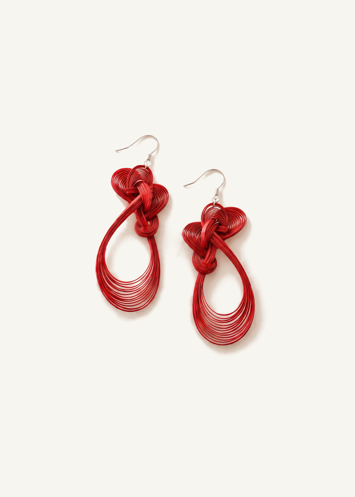 Bamboo Woven Earrings — off-white background hero