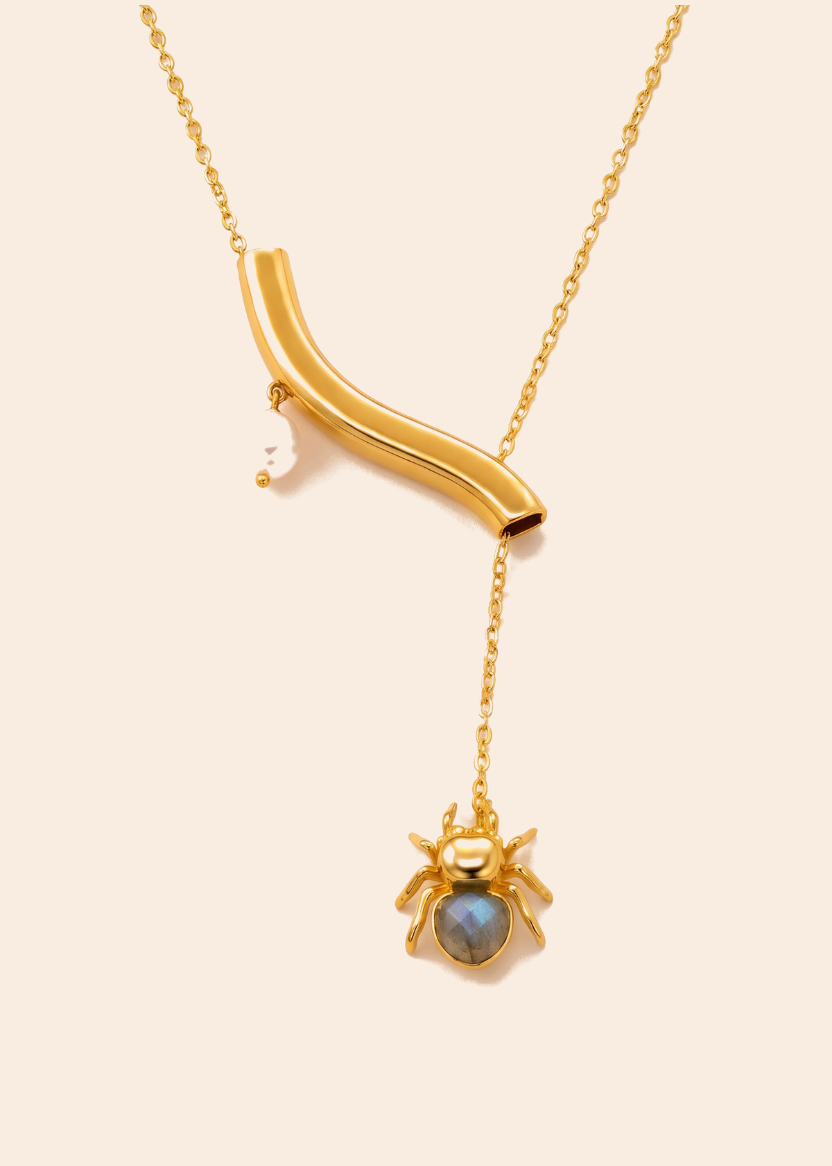 Tiny Spider Necklace — off-white background hero