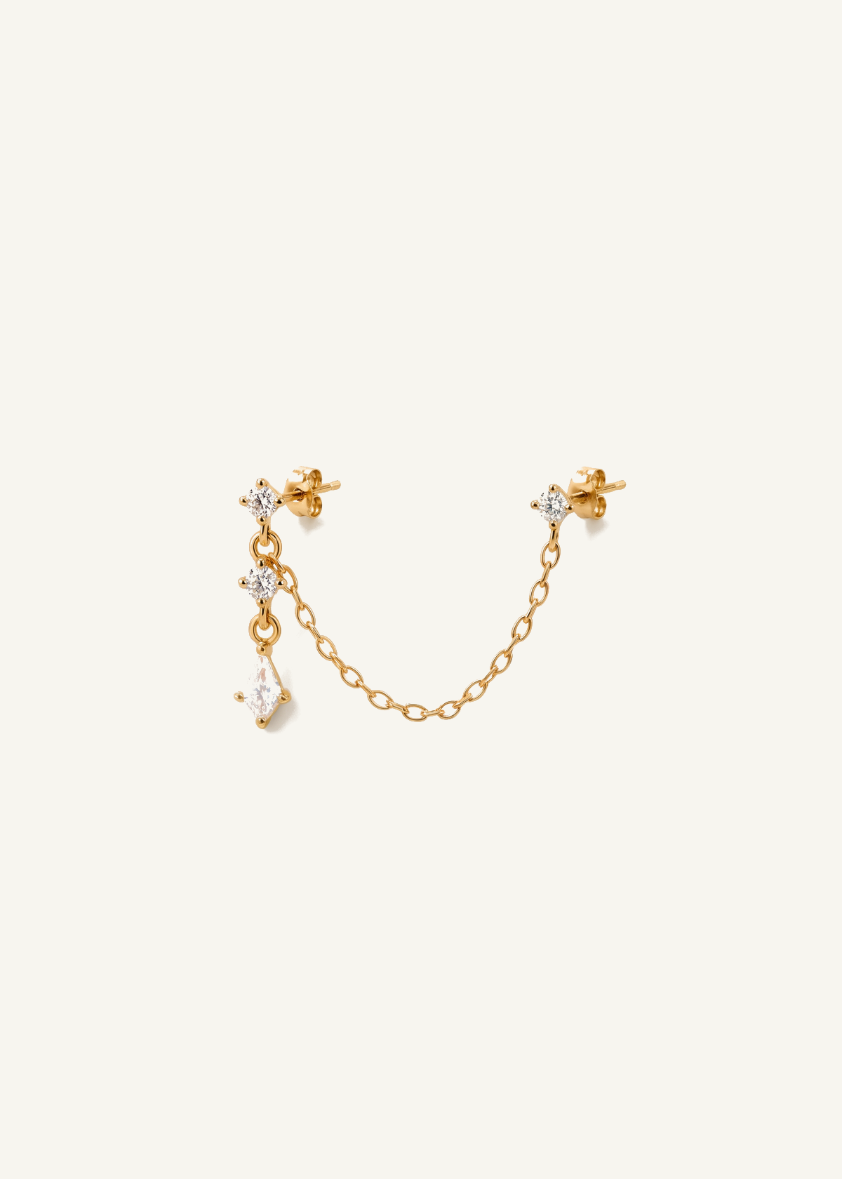 Double Piercing Chain Earring — off-white background hero