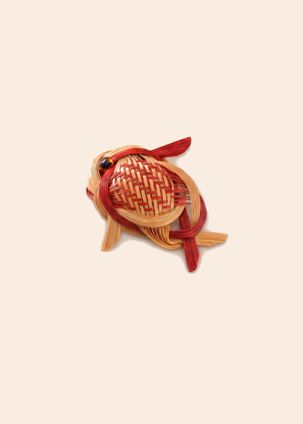 Bamboo Woven Fish Brooch — off-white background hero