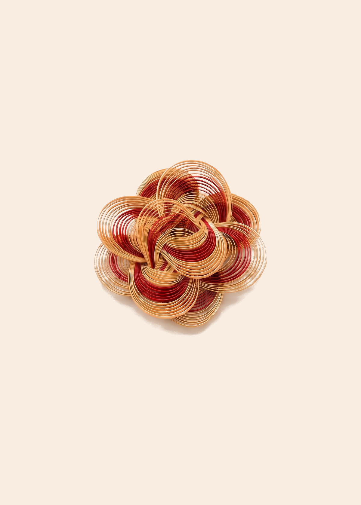 Bamboo Woven Flower Brooch — off-white background hero