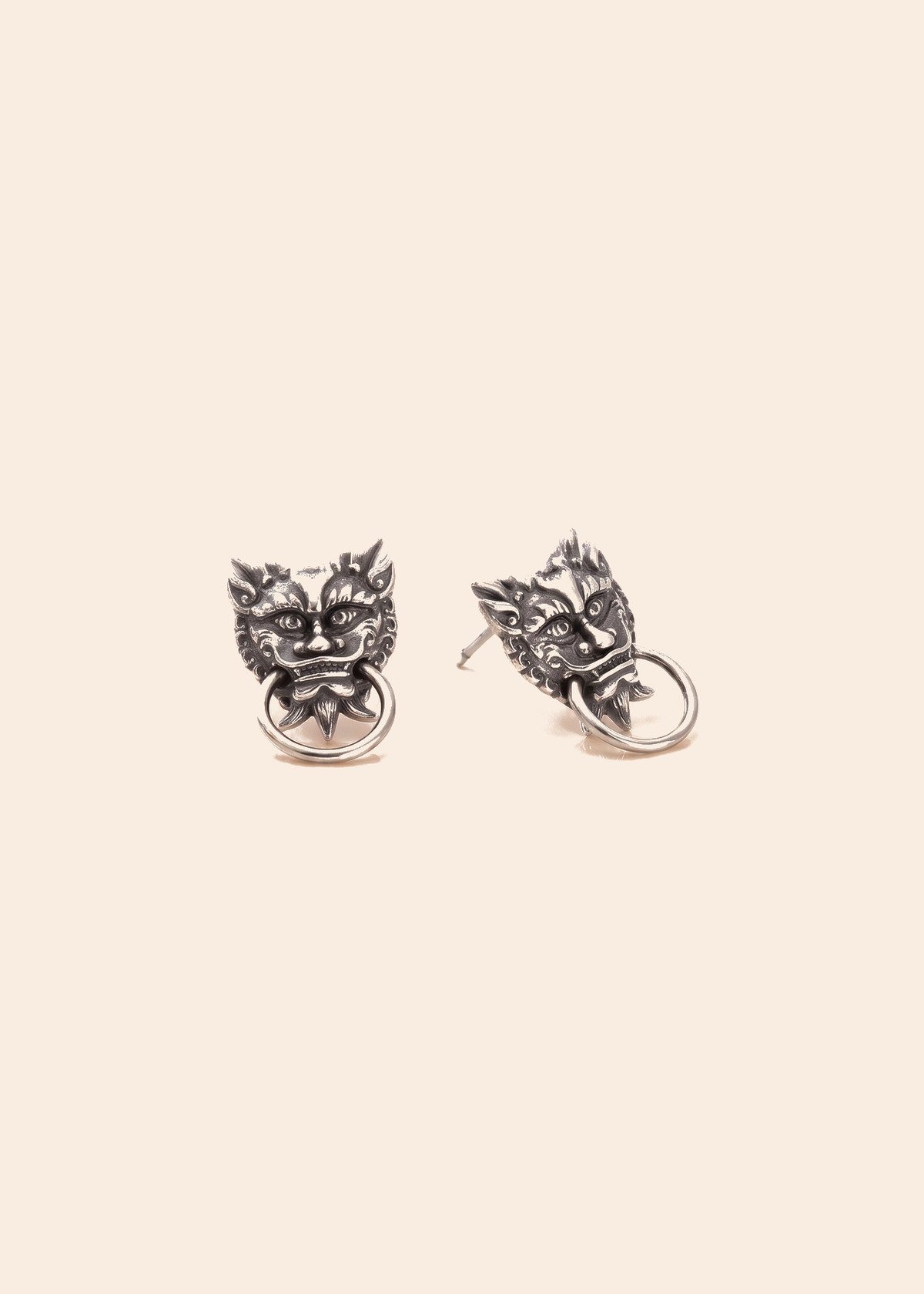 Chinese Dragon Ear Studs — off-white background hero