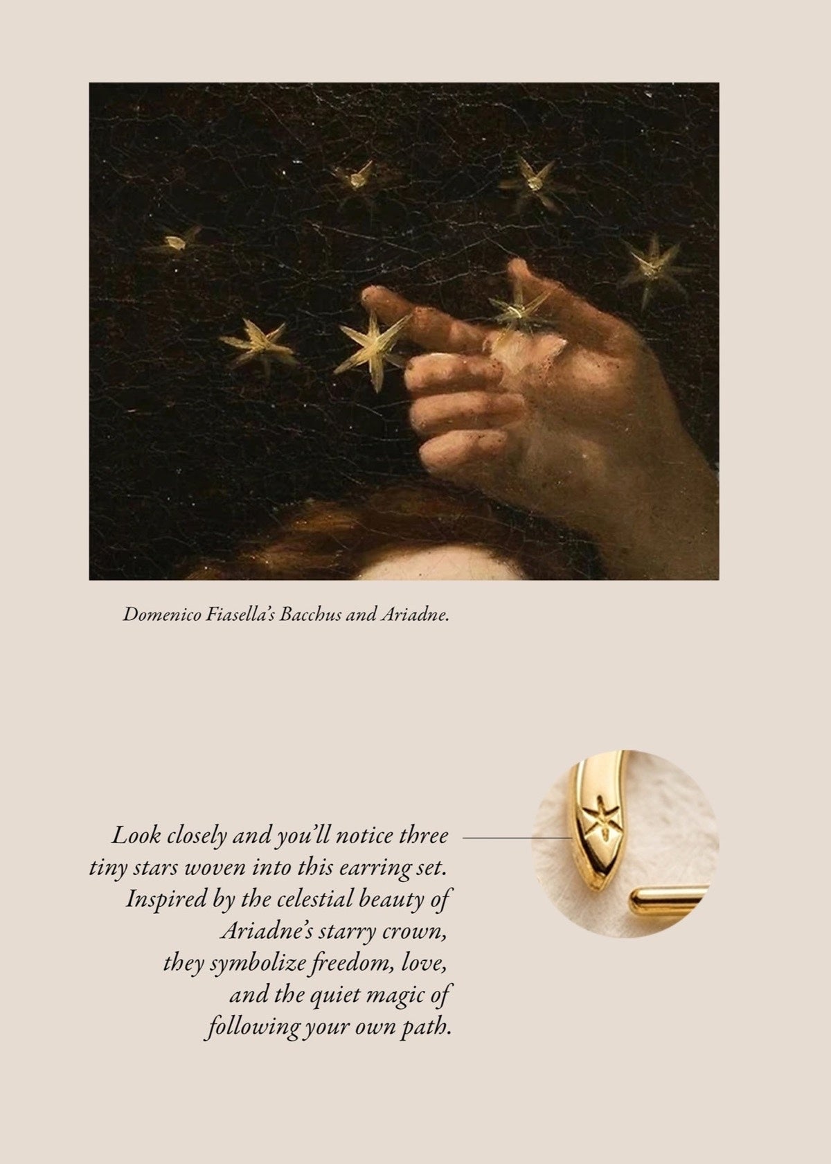D Shape design story card showing the engraved star detail and starry crown inspiration