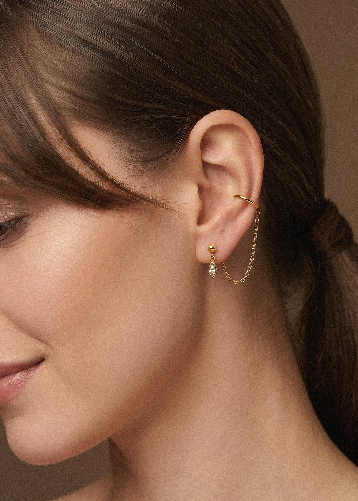 Sterling silver Cuff Chain Earring