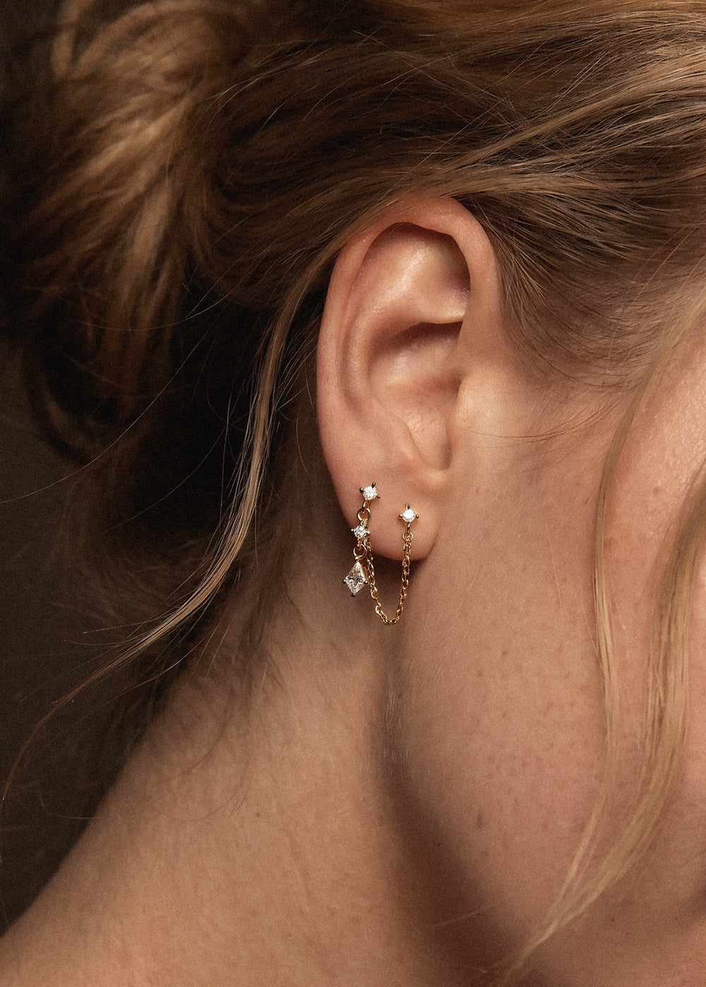 Double Piercing Chain Earring