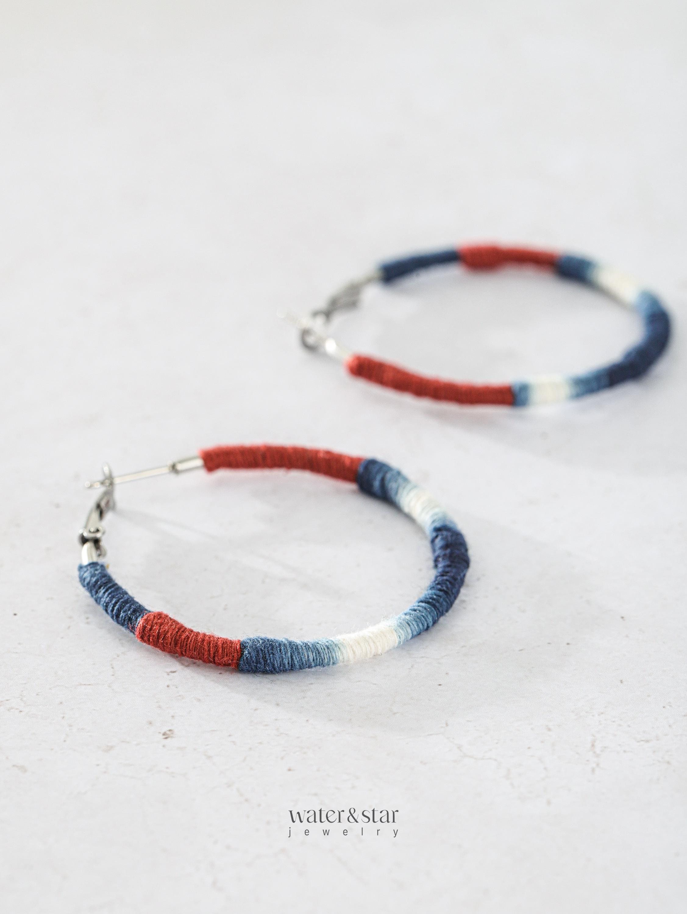Shibori Textile Hoop Earrings