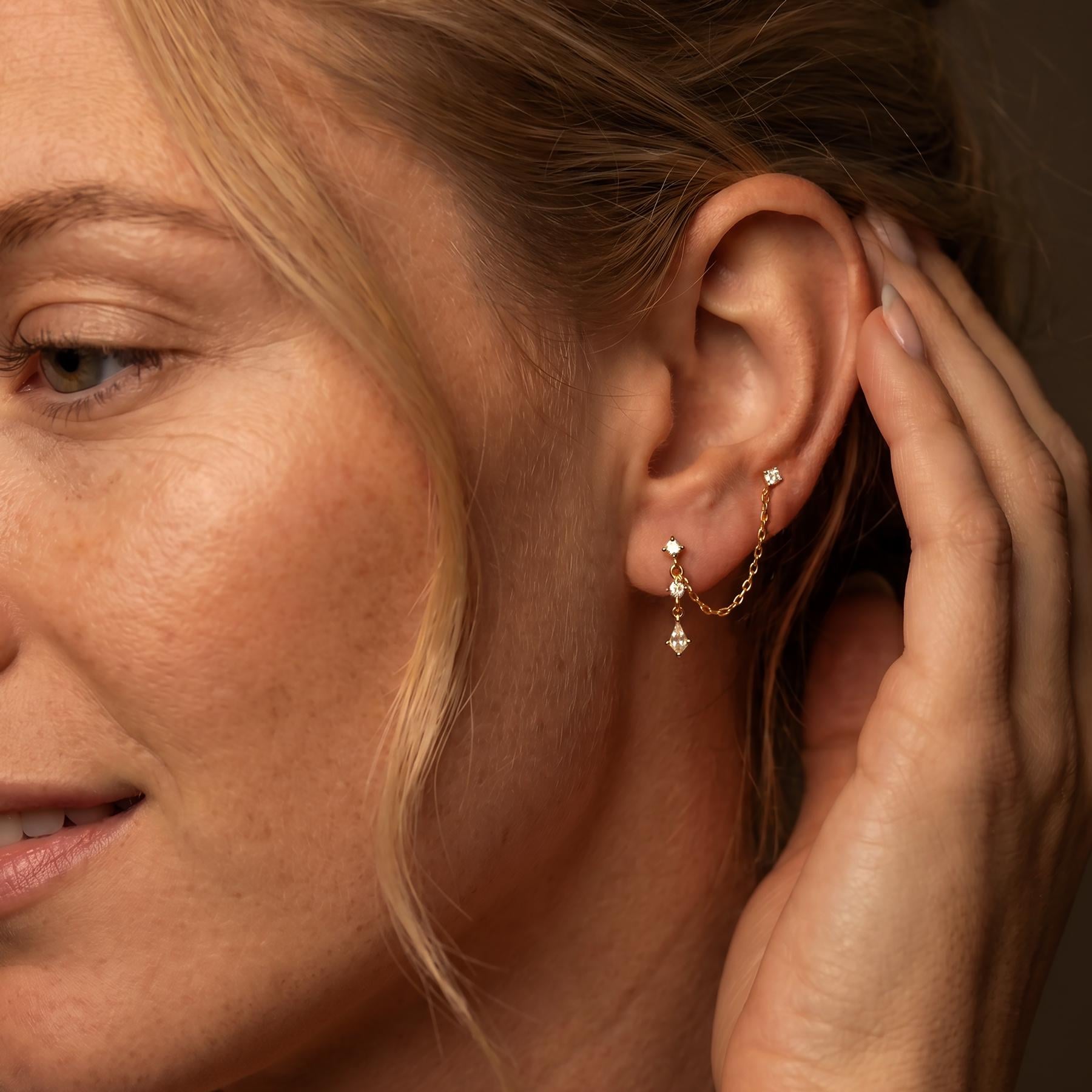 Double Piercing Chain Earring