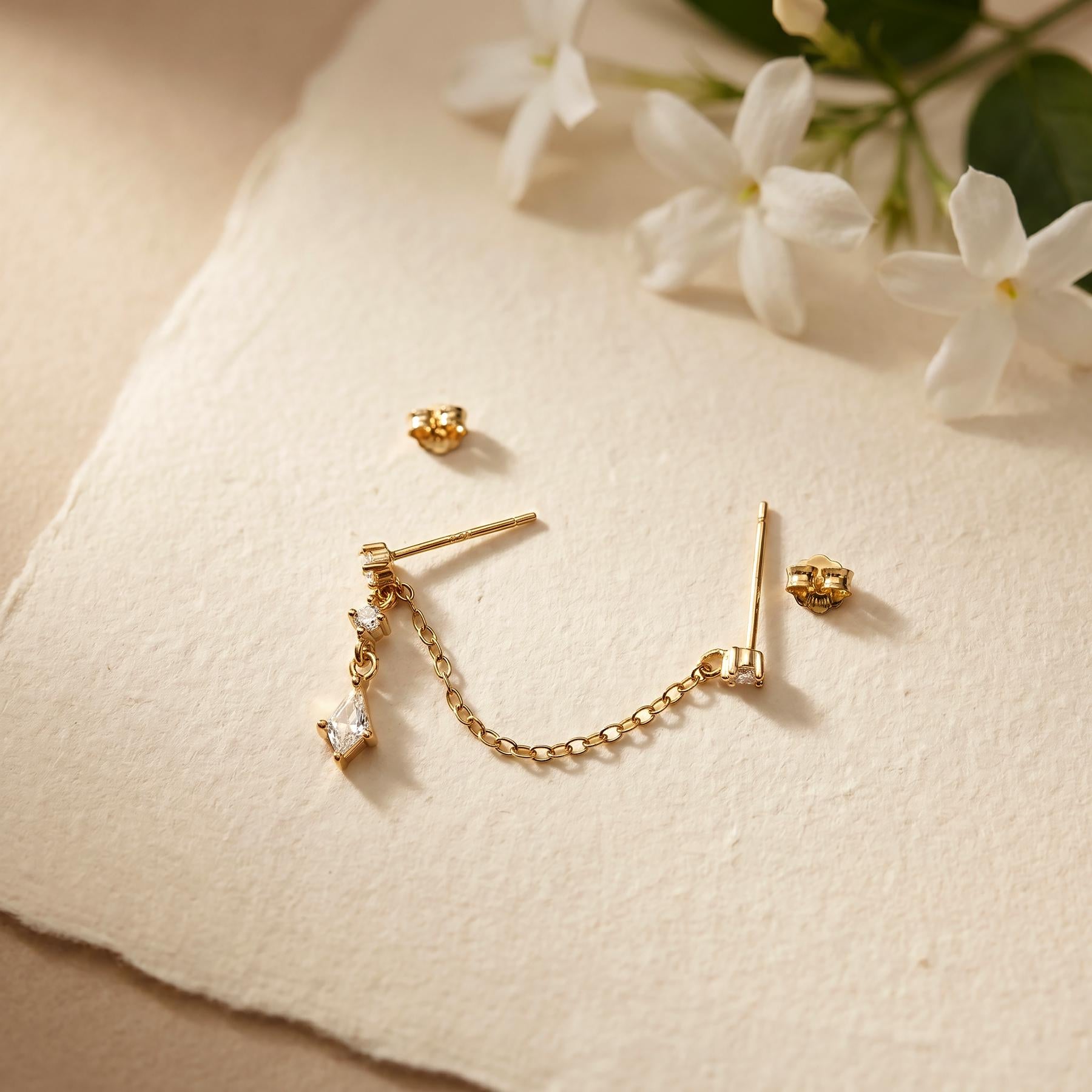 Double Piercing Chain Earring