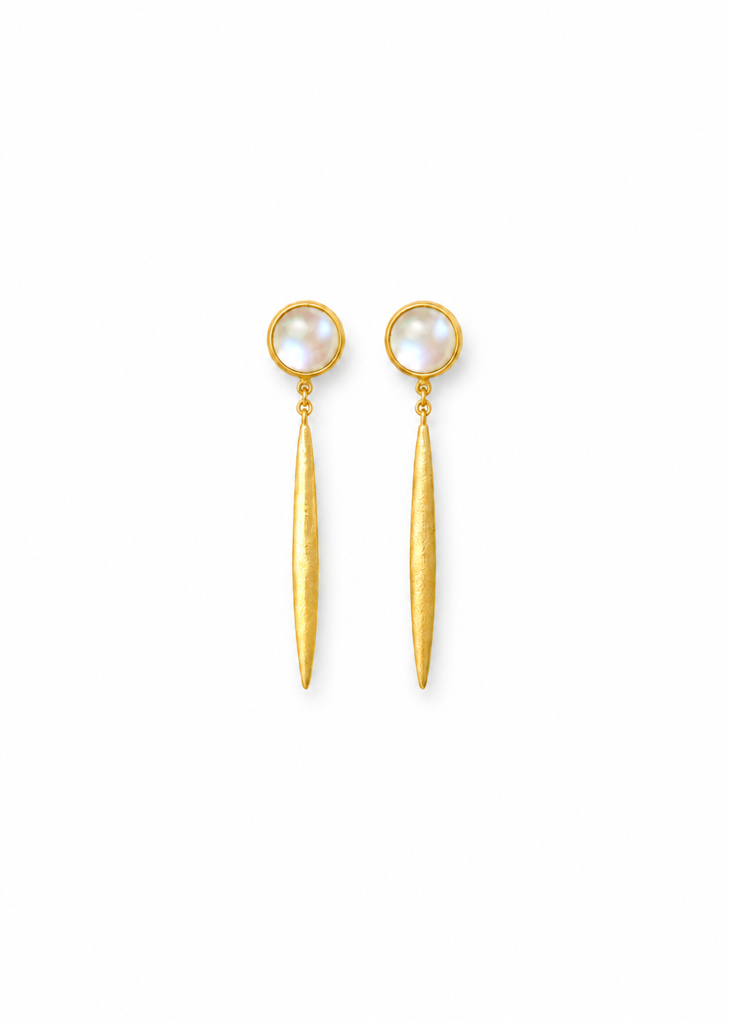 Bar Dangle Earrings with Moonstone — white background hero